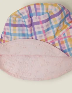 Accessorize Girls Reversible Check Print Bucket Hat Multi