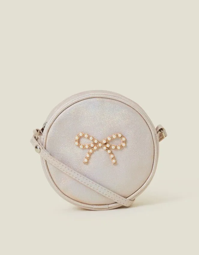 Accessorize Girls Round Pearl Bow Bag