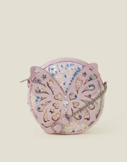 Accessorize Girls Round Sequin Butterfly Bag