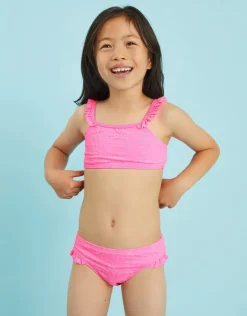 Accessorize Girls Ruffle Broderie Bikini Set Pink