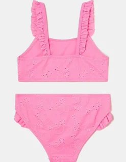 Accessorize Girls Ruffle Broderie Bikini Set Pink
