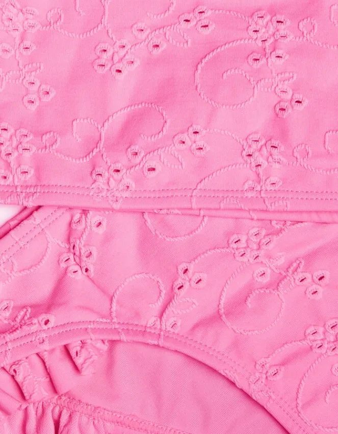 Accessorize Girls Ruffle Broderie Bikini Set Pink