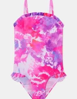 Accessorize Girls Ruffle Tie Dye Swimsuit Multi