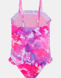 Accessorize Girls Ruffle Tie Dye Swimsuit Multi