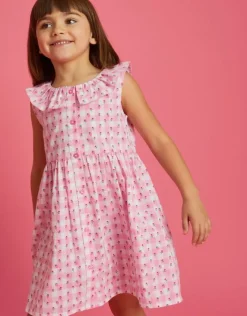 Accessorize Girls Sleeveless Gingham Strawberry Dress Pink