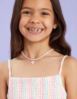 Accessorize Girls Starfish Pendant Cord Necklace Pink