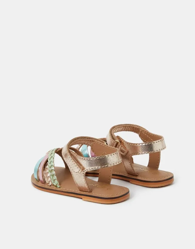 Accessorize Girls Strappy Leather Sandals Multi