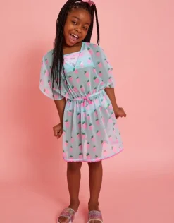 Accessorize Girls Strawberry Print Kaftan Blue
