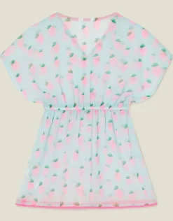 Accessorize Girls Strawberry Print Kaftan Blue