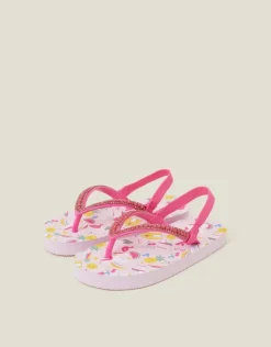 Accessorize Girls Sunbeam Print Flip Flops Pink