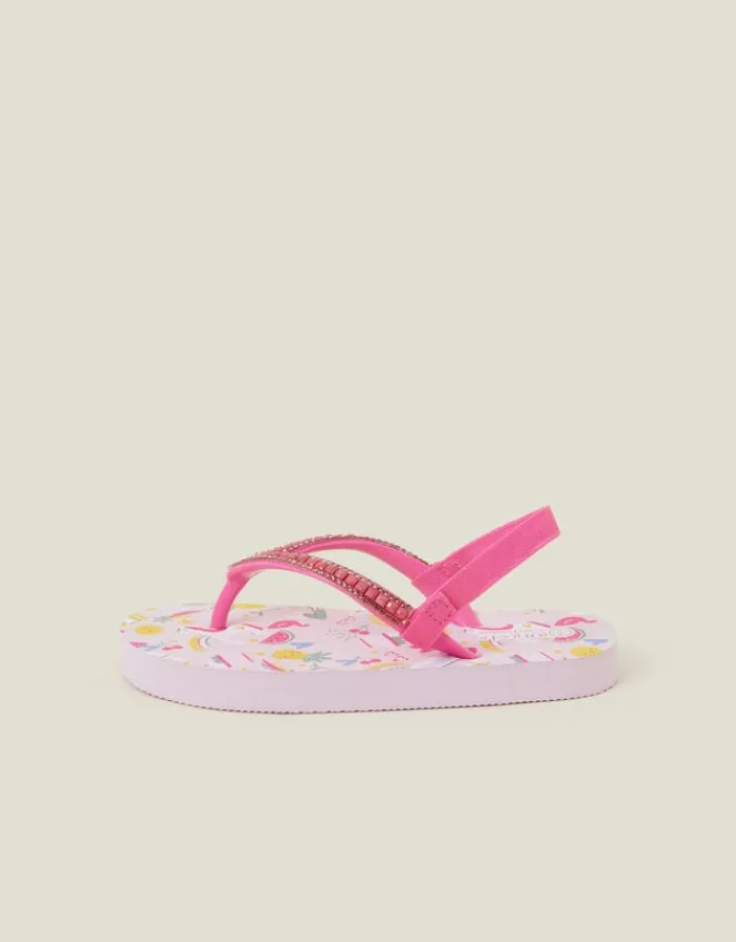 Accessorize Girls Sunbeam Print Flip Flops Pink