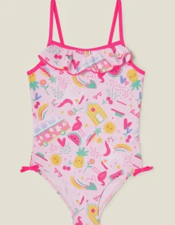 Accessorize Girls Sunbeam Print Swimsuit Pink