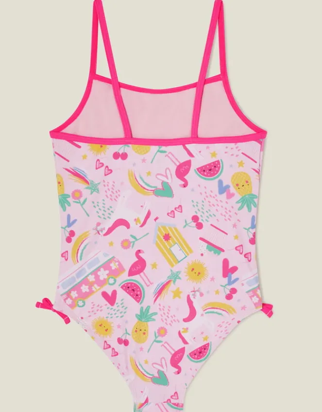 Accessorize Girls Sunbeam Print Swimsuit Pink