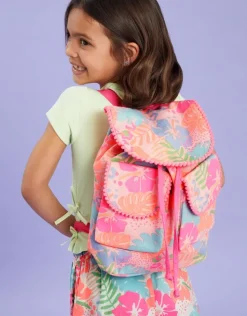 Accessorize Girls Tropical Print Canvas Backpack