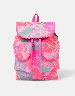 Accessorize Girls Tropical Print Canvas Backpack