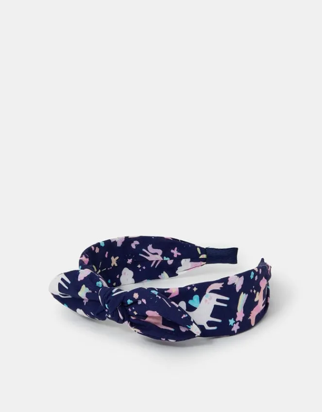 Accessorize Girls Unicorn Print Bow Headband