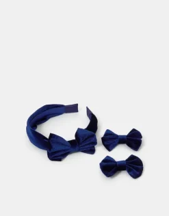 Accessorize Girls Velvet Bow School Hair Set