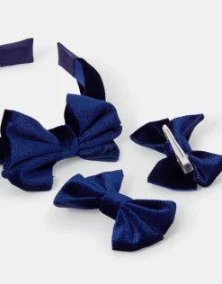 Accessorize Girls Velvet Bow School Hair Set