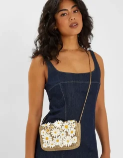 Accessorize Hand-Beaded 3D Floral Clutch Bag