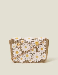 Accessorize Hand-Beaded 3D Floral Clutch Bag