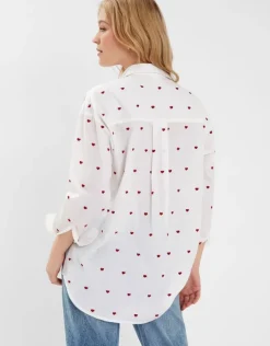 Accessorize Heart Embroidered Long Sleeve Shirt Red