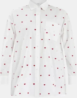 Accessorize Heart Embroidered Long Sleeve Shirt Red
