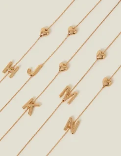 Accessorize Heart Initial Necklace Gold