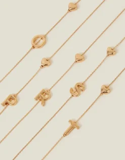 Accessorize Heart Initial Necklace Gold