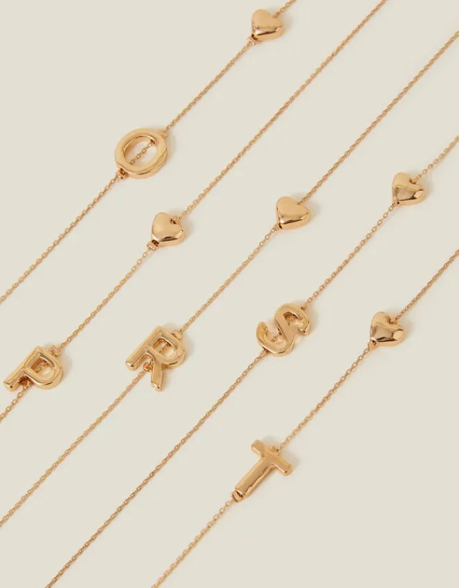 Accessorize Heart Initial Necklace Gold