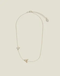 Accessorize Heart Initial Necklace Silver