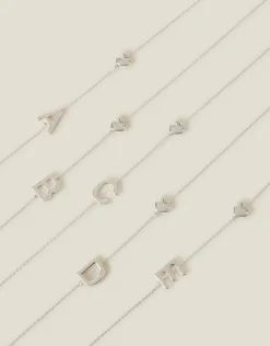 Accessorize Heart Initial Necklace Silver