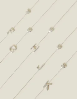 Accessorize Heart Initial Necklace Silver