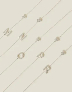 Accessorize Heart Initial Necklace Silver
