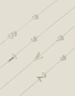 Accessorize Heart Initial Necklace Silver
