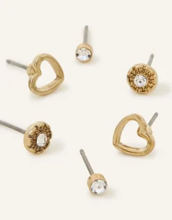 Accessorize Heart Sparkle Earrings Set of Three