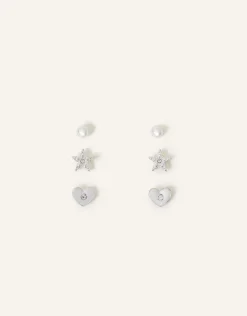 Accessorize Heart Stud Earrings Set of Three