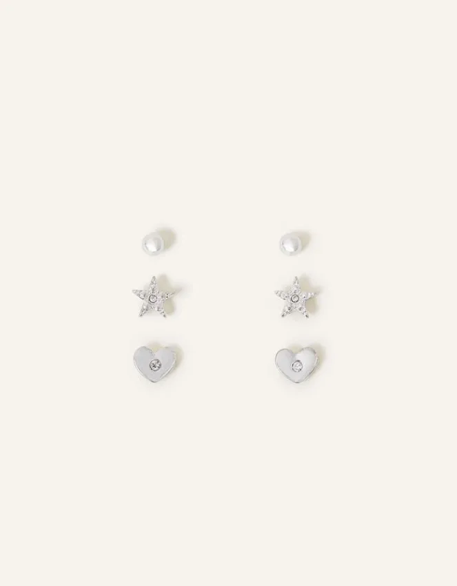Accessorize Heart Stud Earrings Set of Three