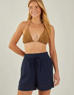 Accessorize High Waist Beach Shorts Blue