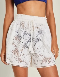 Accessorize High Waist Lacy Palm Shorts Ivory