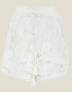 Accessorize High Waist Lacy Palm Shorts Ivory