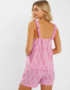 Accessorize Ikat Frill Short Pyjamas Set Pink