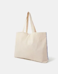 Accessorize Initial Embroidered Tote Bag Blue
