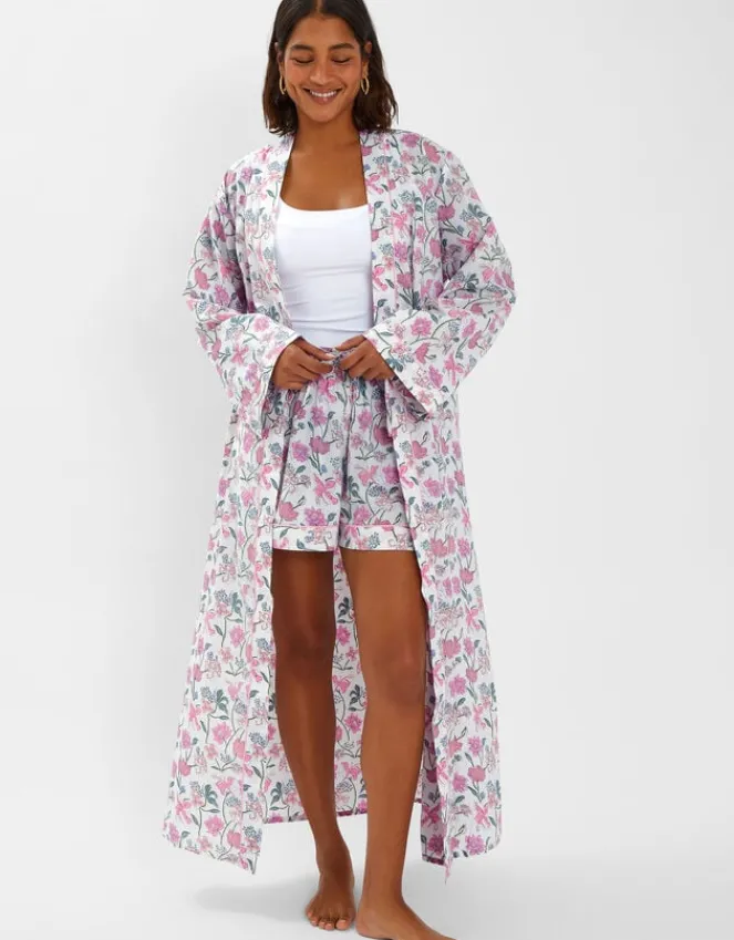 Accessorize Jasmine Print Cotton Dressing Gown Pink