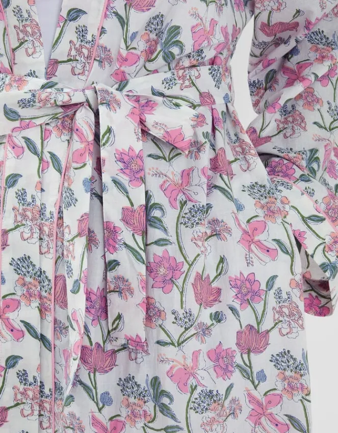 Accessorize Jasmine Print Cotton Dressing Gown Pink