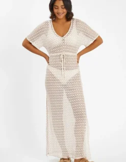 Accessorize Knit Kaftan Maxi Dress Gold