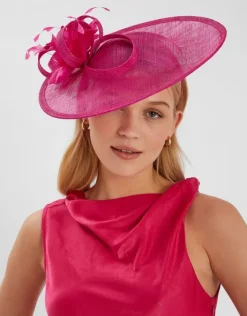 Accessorize Large Disc Feather Corsage Fascinator Pink
