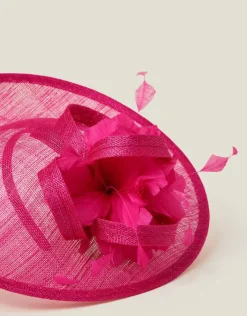 Accessorize Large Disc Feather Corsage Fascinator Pink