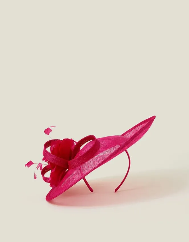 Accessorize Large Disc Feather Corsage Fascinator Pink