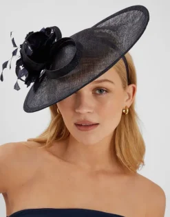 Accessorize Large Disc Feather Corsage Fascinator Blue