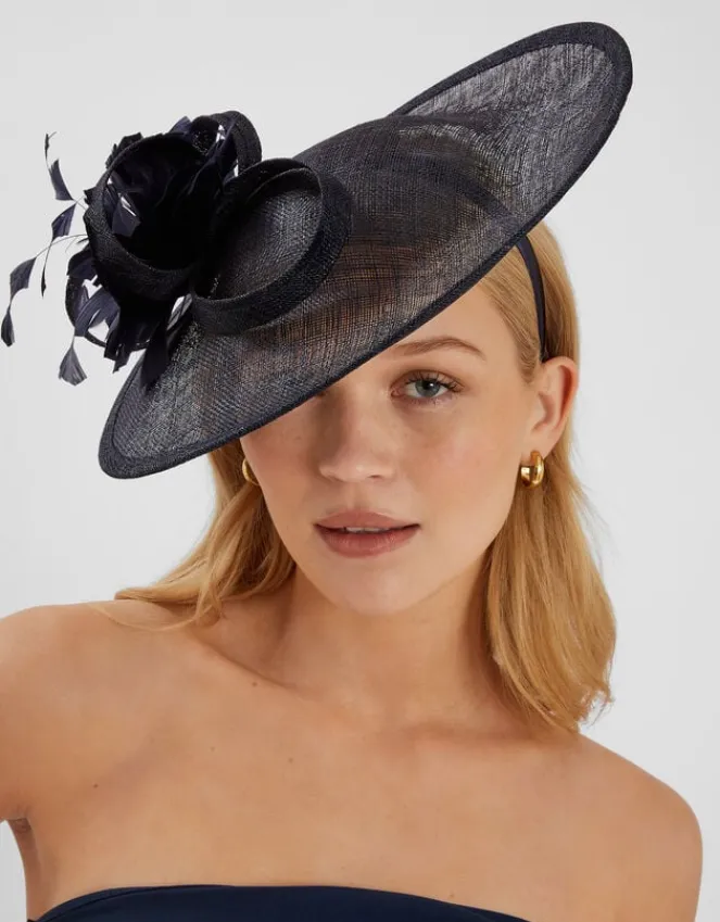 Accessorize Large Disc Feather Corsage Fascinator Blue